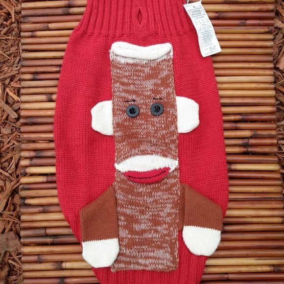 NWT TANNER & DASH "Sock Monkey" Red Dog Sweater Style 207 Size 16 (40.5) - Picture 6 of 7